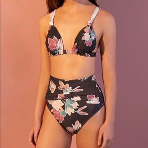 High waisted floral bikini